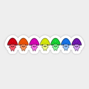 Rainbow Colours Awareness Ribbon Mushroom Men Sticker